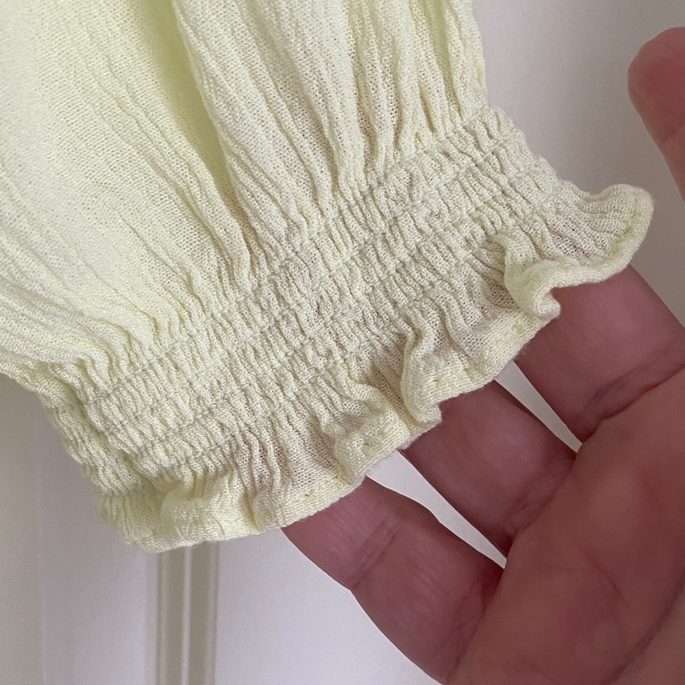 Lined LC Lauren Conrad Pale Yellow Peasant Tunic with Lace - Picture 4 of 9